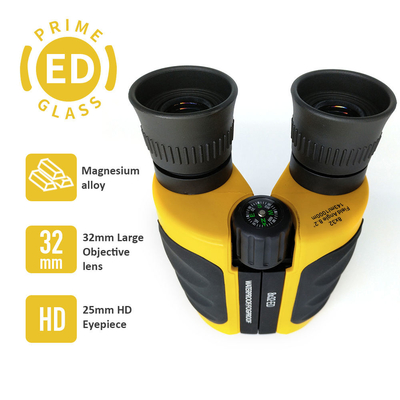 8x32 ED Binocular Waterproof Yellow Bak4 Professional Binocular For Bird Watching