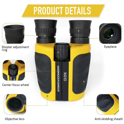 8x32 ED Binocular Waterproof Yellow Bak4 Professional Binocular For Bird Watching